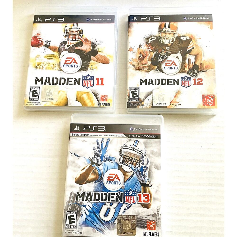 Lot PS3 Madden 11. Madden 12, Madden 13 BluerayDisc NFL Players